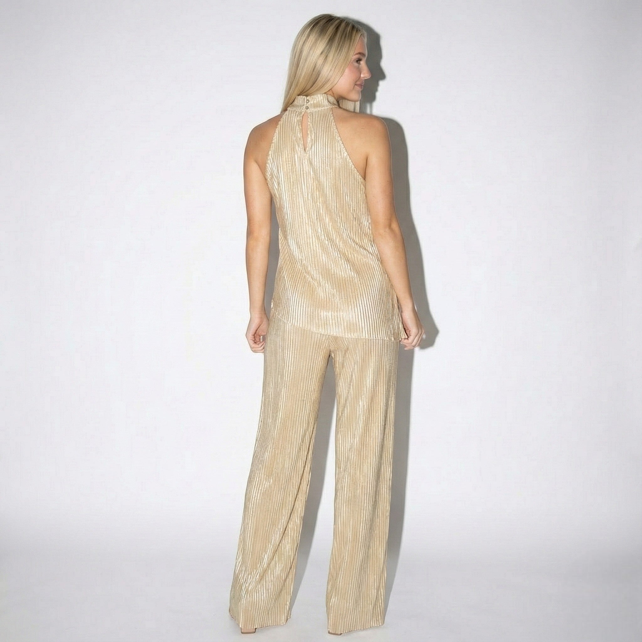 MEWE | Pleated Halter Top and Wide-Leg Trouser Set Mewe London