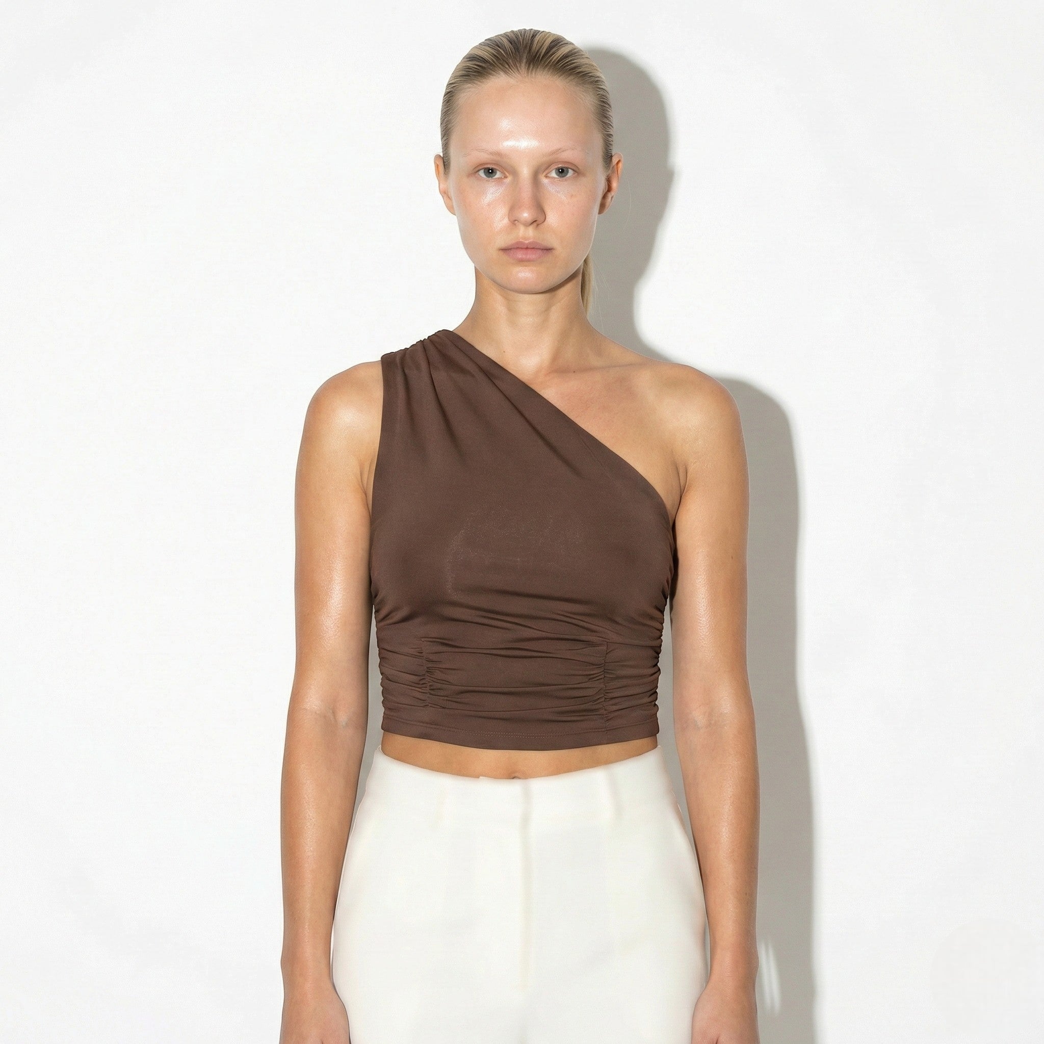 MEWE | Ruched One-Shoulder Top with Asymmetric Neckline Mewe London
