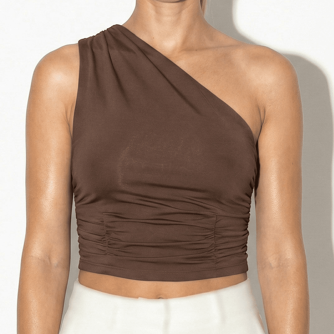 MEWE | Ruched One-Shoulder Top with Asymmetric Neckline Mewe London
