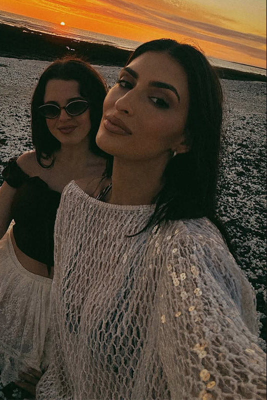 MEWE | Sequin Open Knit Sweater with Long Sleeves Mewe London