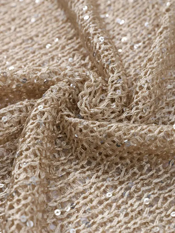 MEWE | Sequin Knit Top with Round Neck and Long Sleeves Mewe London