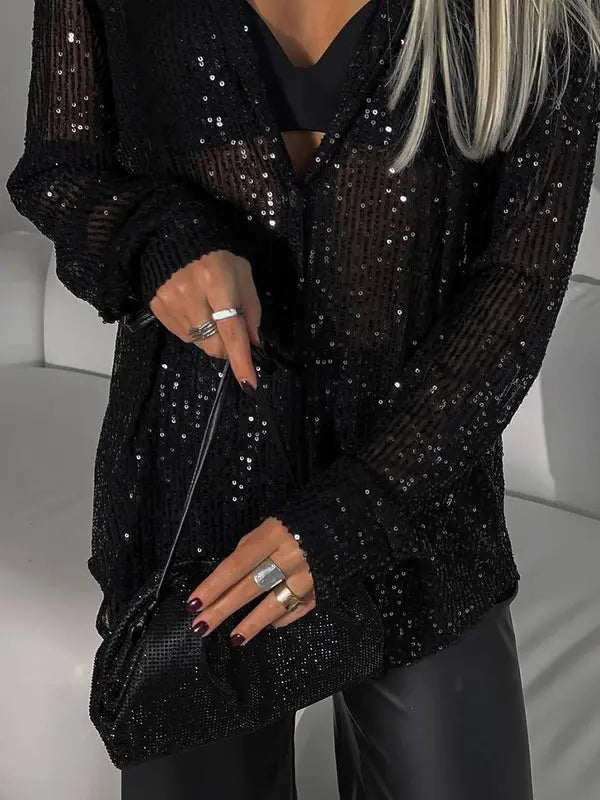 MEWE | Sequined Shirt with Long Sleeves and Collar Mewe London