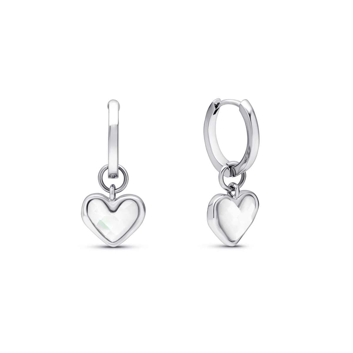 MEWE | Quartz Heart Huggie Earrings Mewe London