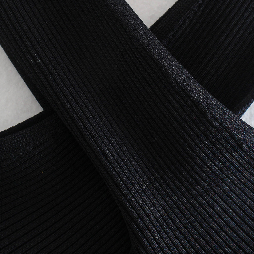 MEWE | Ribbed Halter Neck Top with Cross Front Detail Mewe London