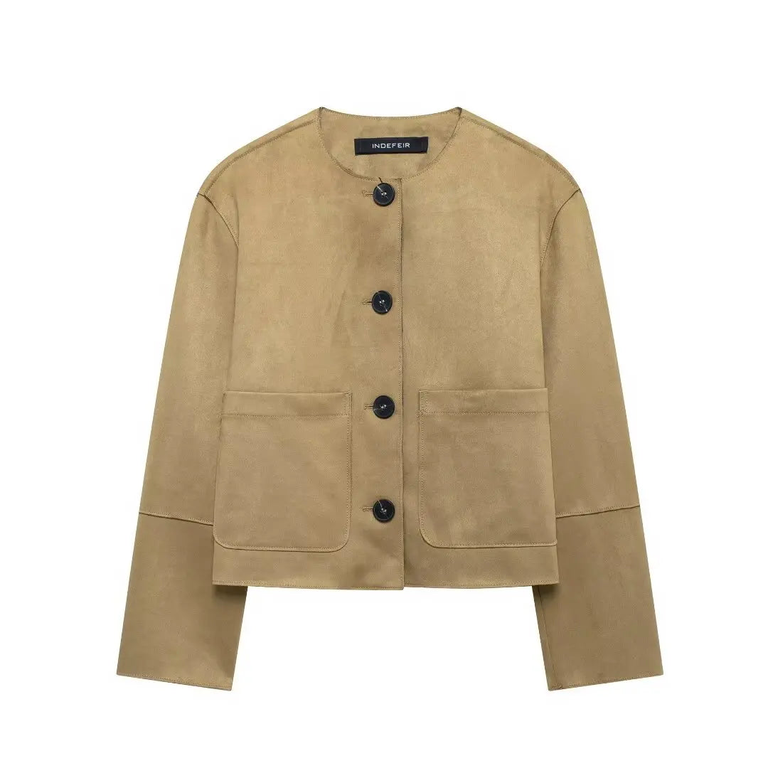 MEWE | Spring Cropped Button Front Jacket with Patch Pockets Mewe London