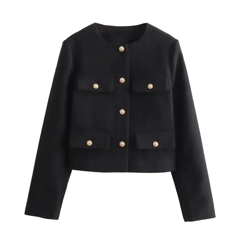 MEWE | Spring Cropped Button Front Jacket with Flap Pockets Mewe London