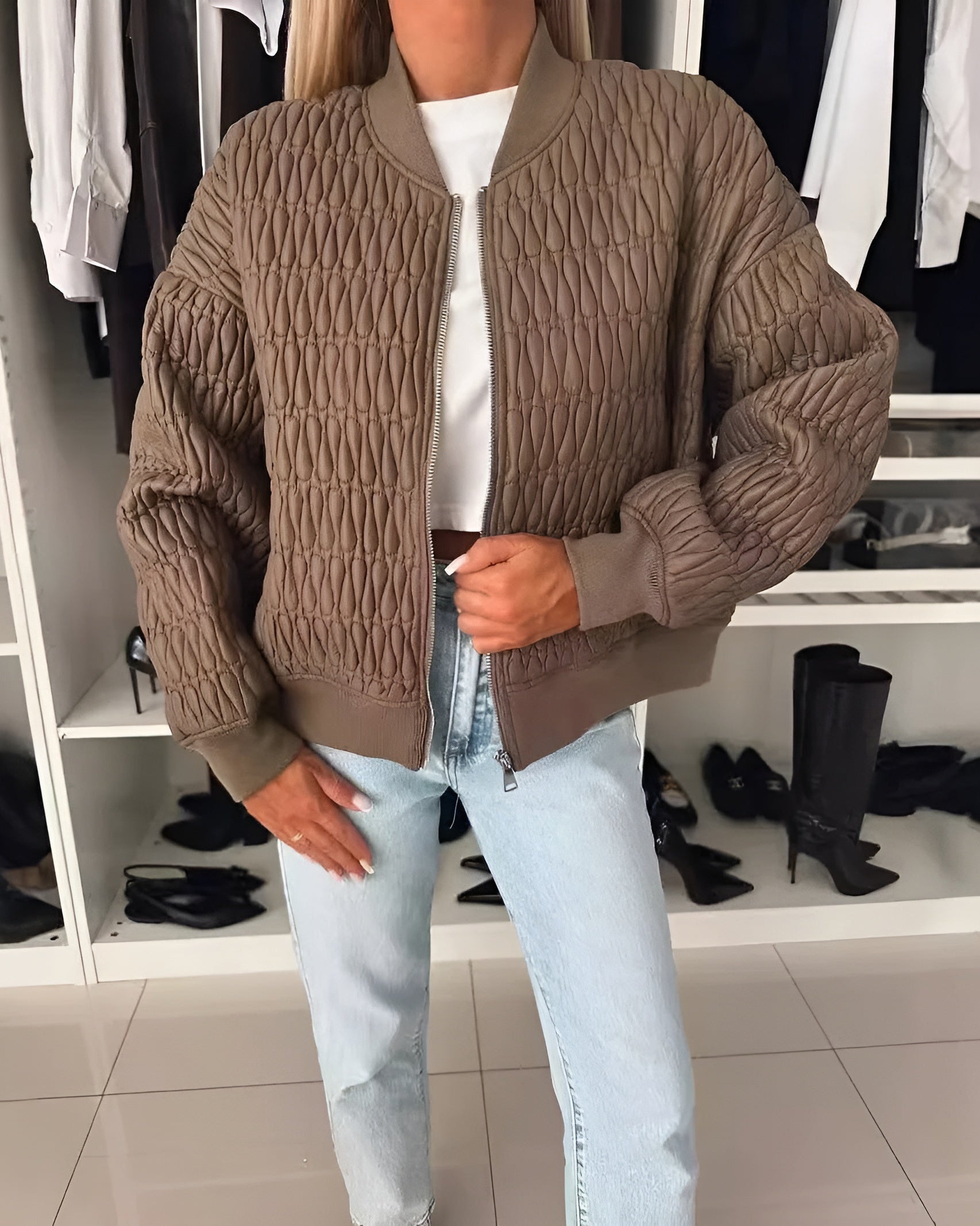 MEWE | Spring Quilted Bomber Jacket with Zip Front Mewe London