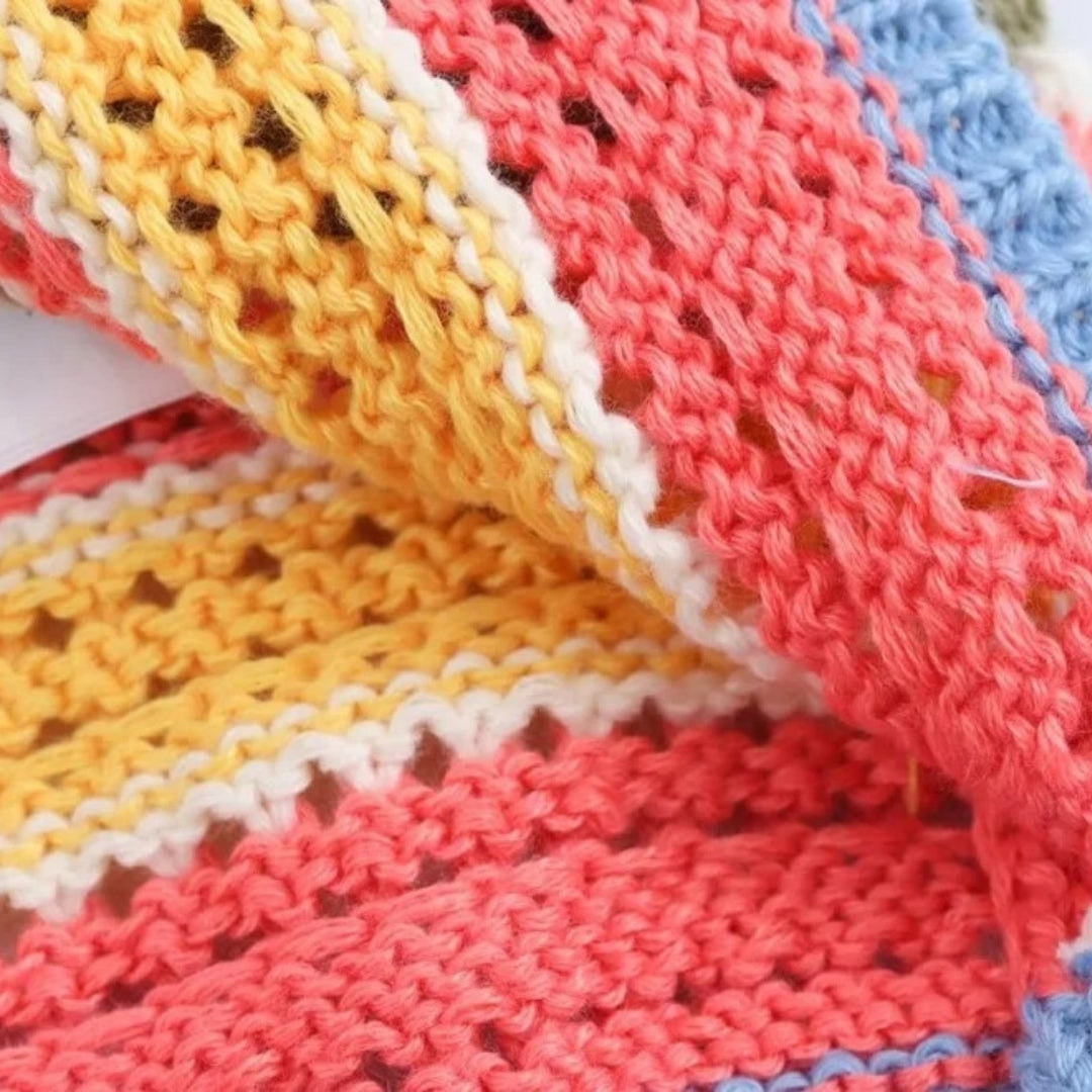 MEWE | Striped Crochet Knit Cardigan with Button Front Mewe London