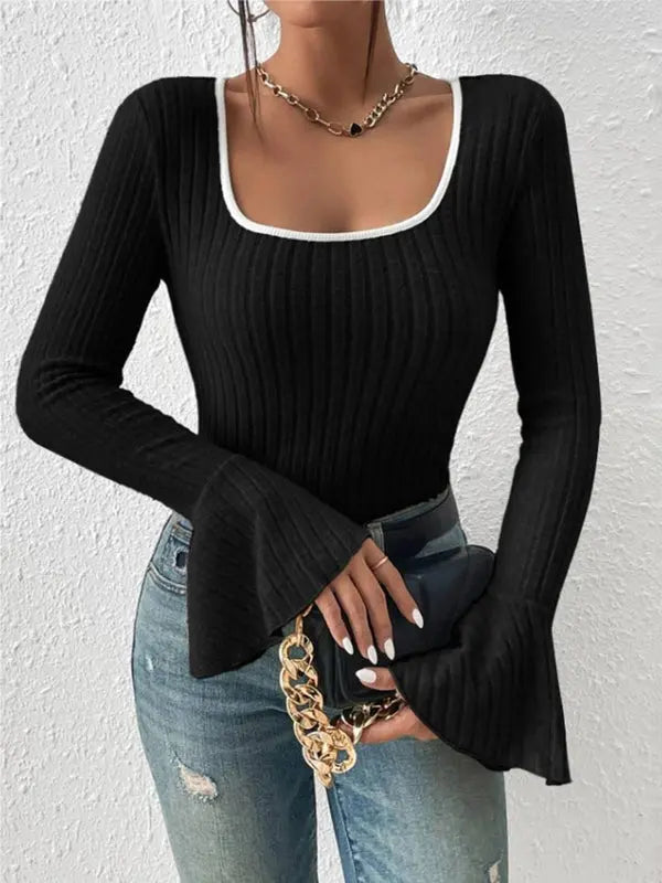 MEWE | Square-Neck Top with Flared Long Sleeves Mewe London