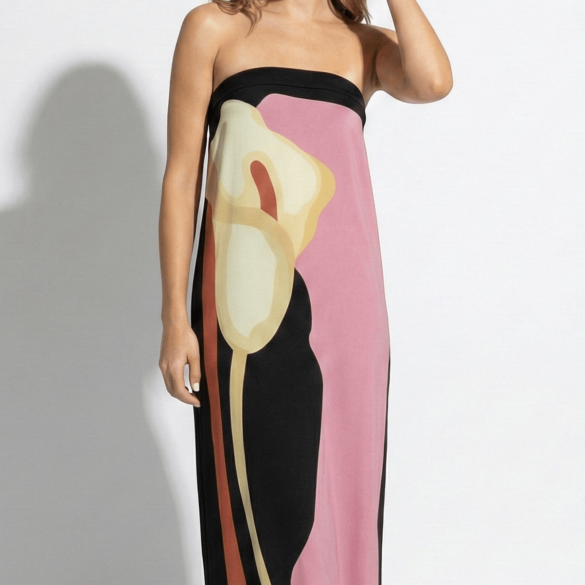 MEWE | Strapless Maxi Dress with Abstract Floral Print Mewe London