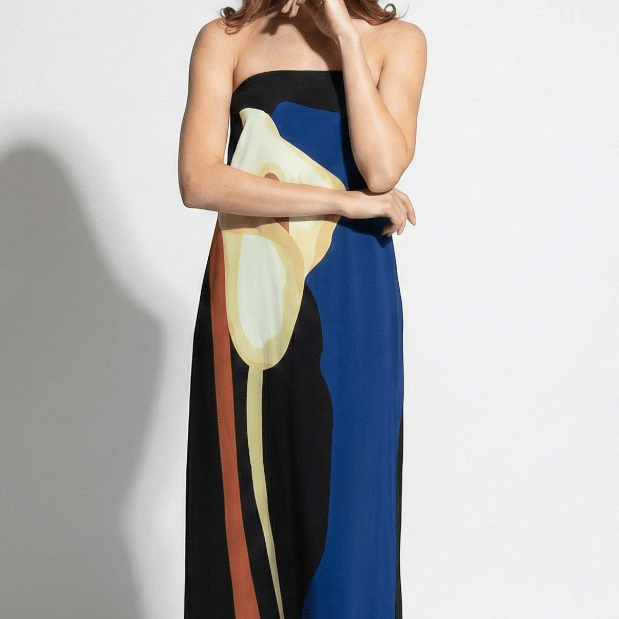 MEWE | Strapless Maxi Dress with Abstract Floral Print Mewe London