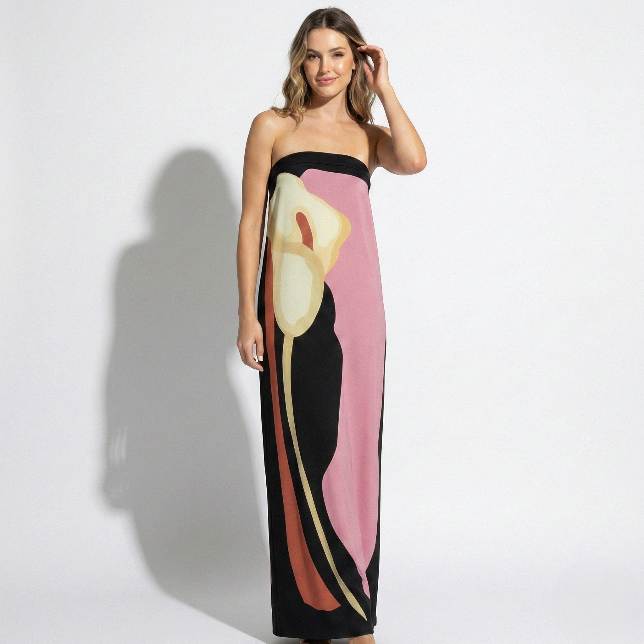 MEWE | Strapless Maxi Dress with Abstract Floral Print Mewe London