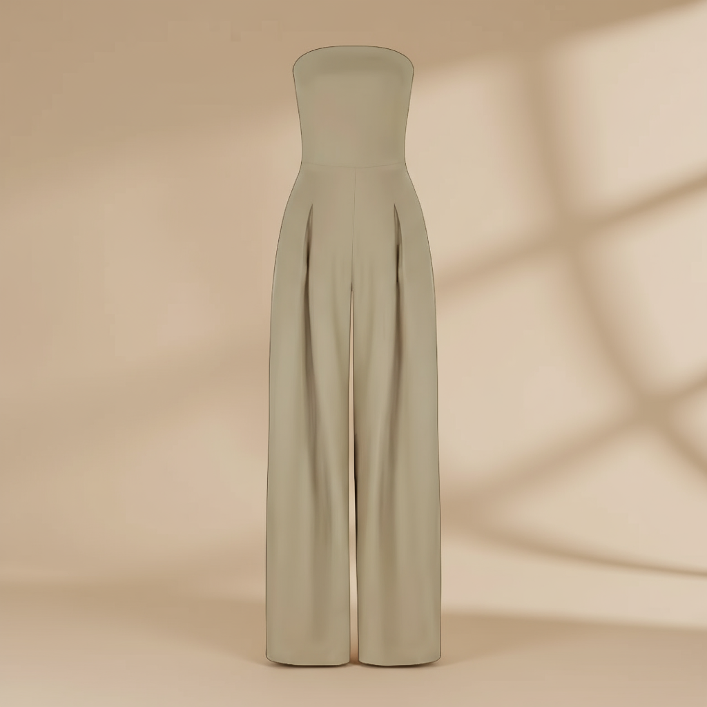 MEWE | Strapless Wide-Leg Jumpsuit with Straight Neckline