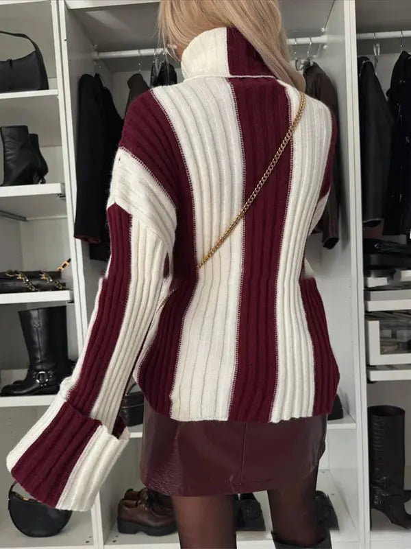 MEWE | Striped Turtleneck Sweater with Long Sleeves Mewe London
