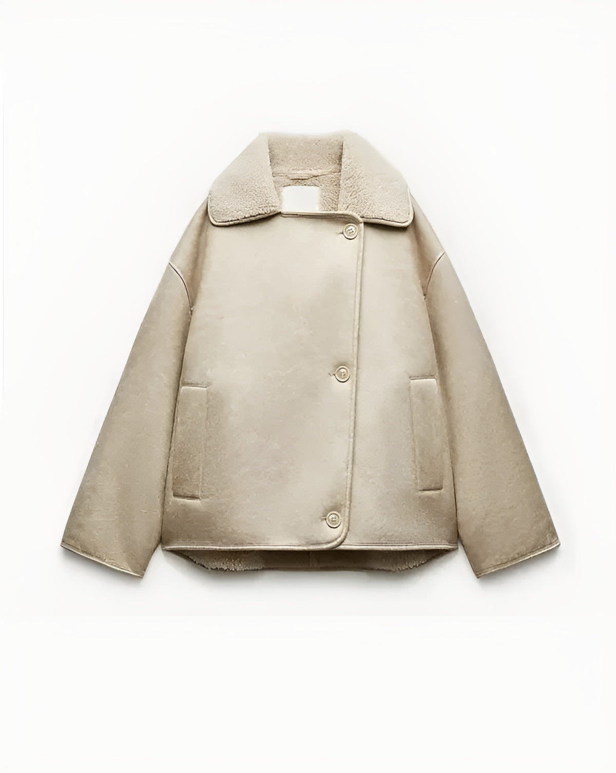 MEWE | Synthetic Shearling Jacket with Lapel Collar for Warmth and Style