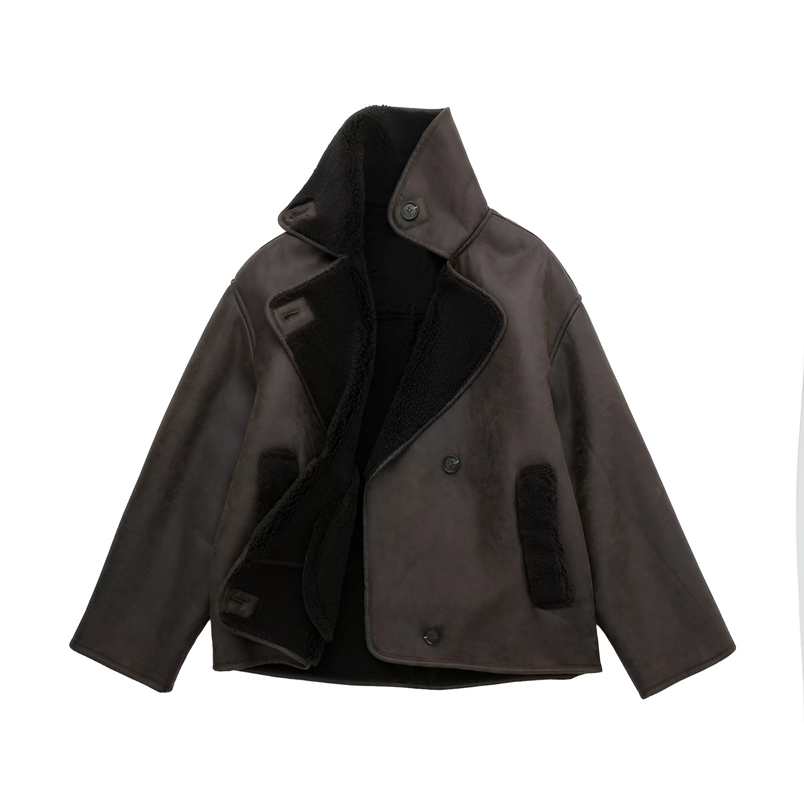 MEWE | Synthetic Shearling Jacket with Lapel Collar for Warmth and Style