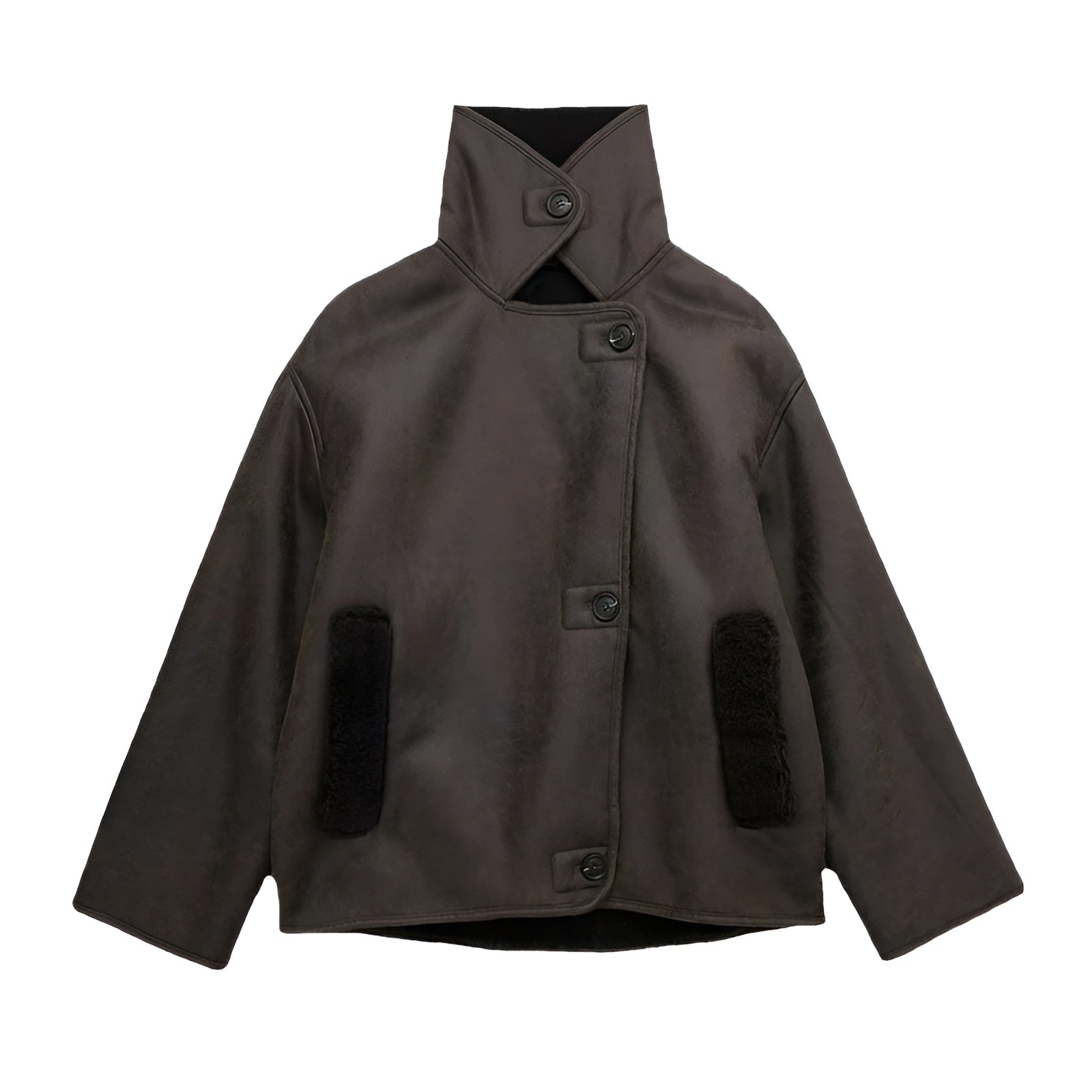MEWE | Synthetic Shearling Jacket with Lapel Collar for Warmth and Style