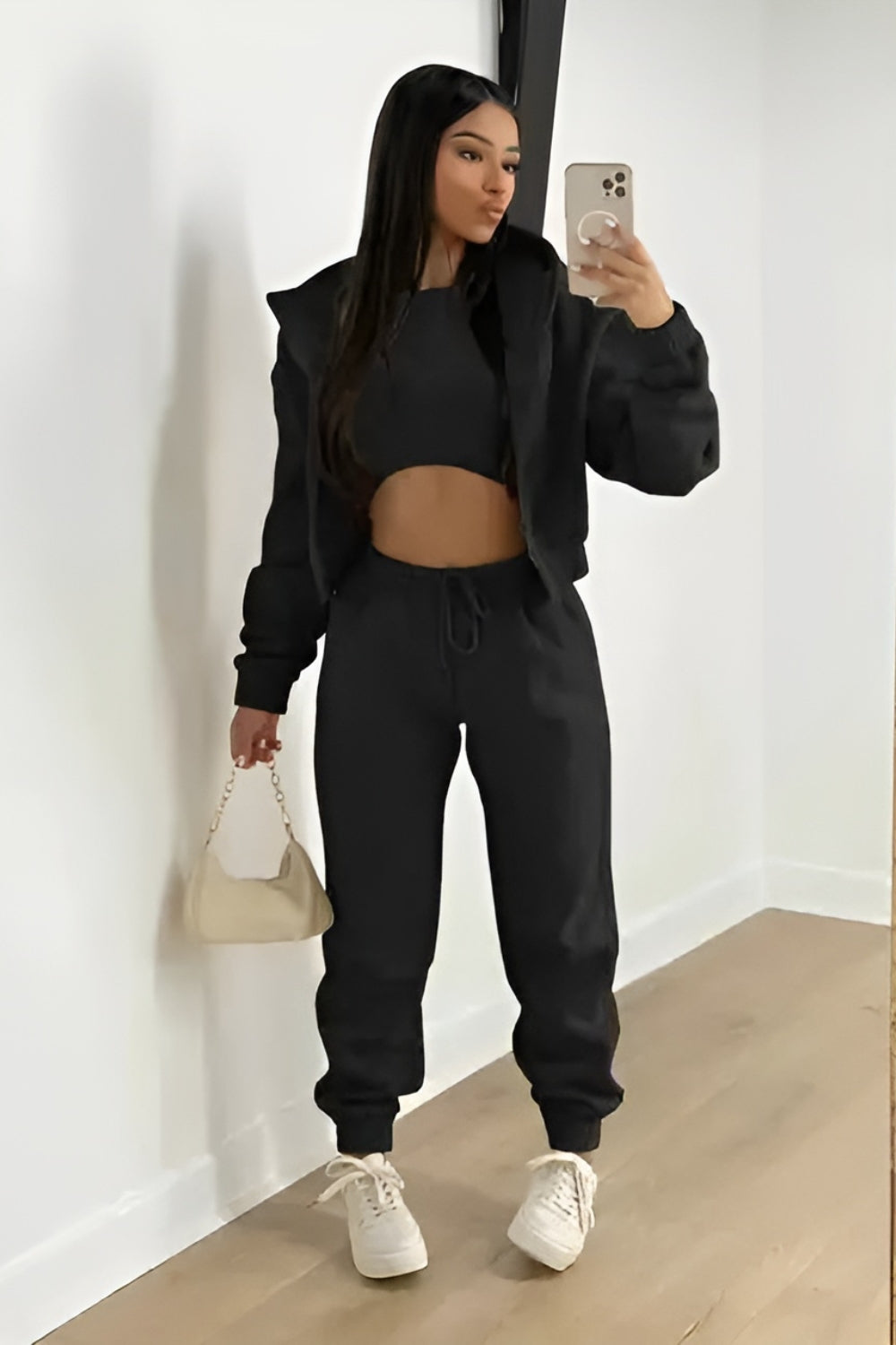 MEWE | Three Piece Lounge Set with Cropped Hoodie and Joggers Mewe London
