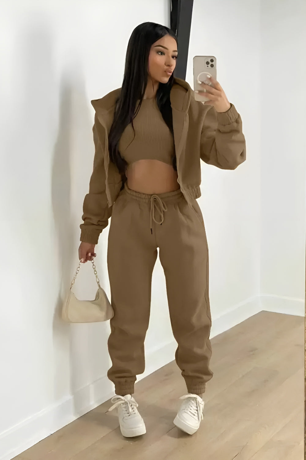 MEWE | Three Piece Lounge Set with Cropped Hoodie and Joggers Mewe London