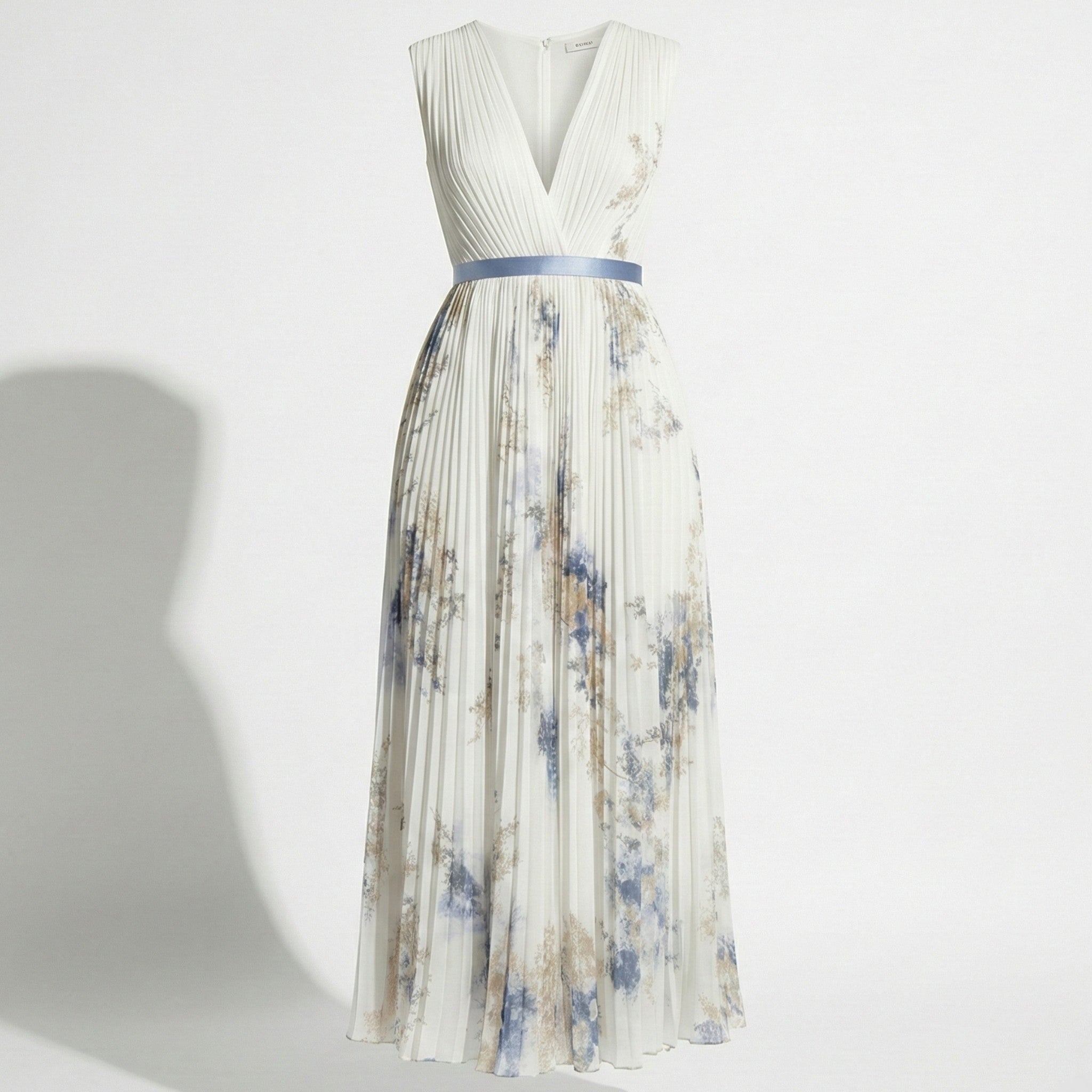 MEWE | V Neck Pleated Maxi Dress with Floral Print Mewe London