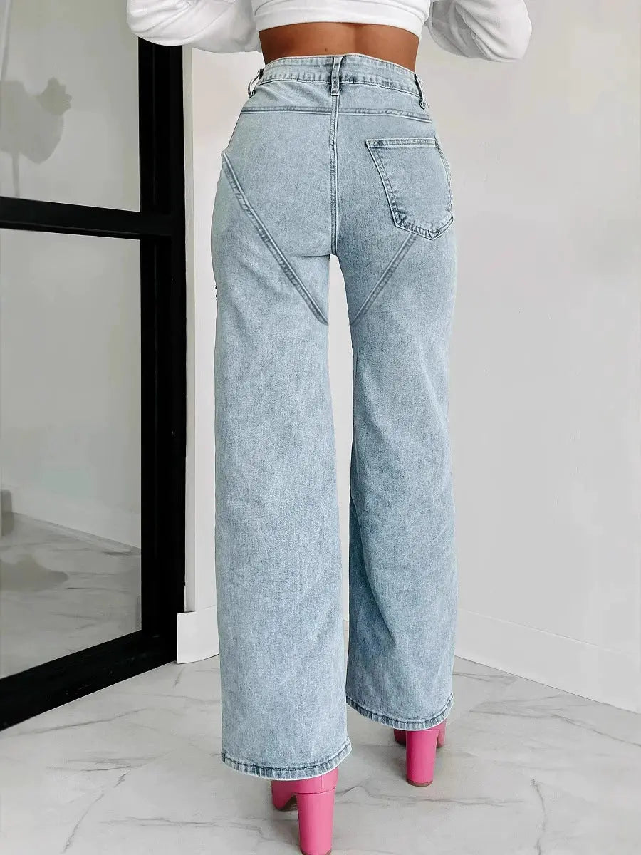 MEWE | Wide-Leg Jeans with Cut-Out Detailing and High Waist Mewe London