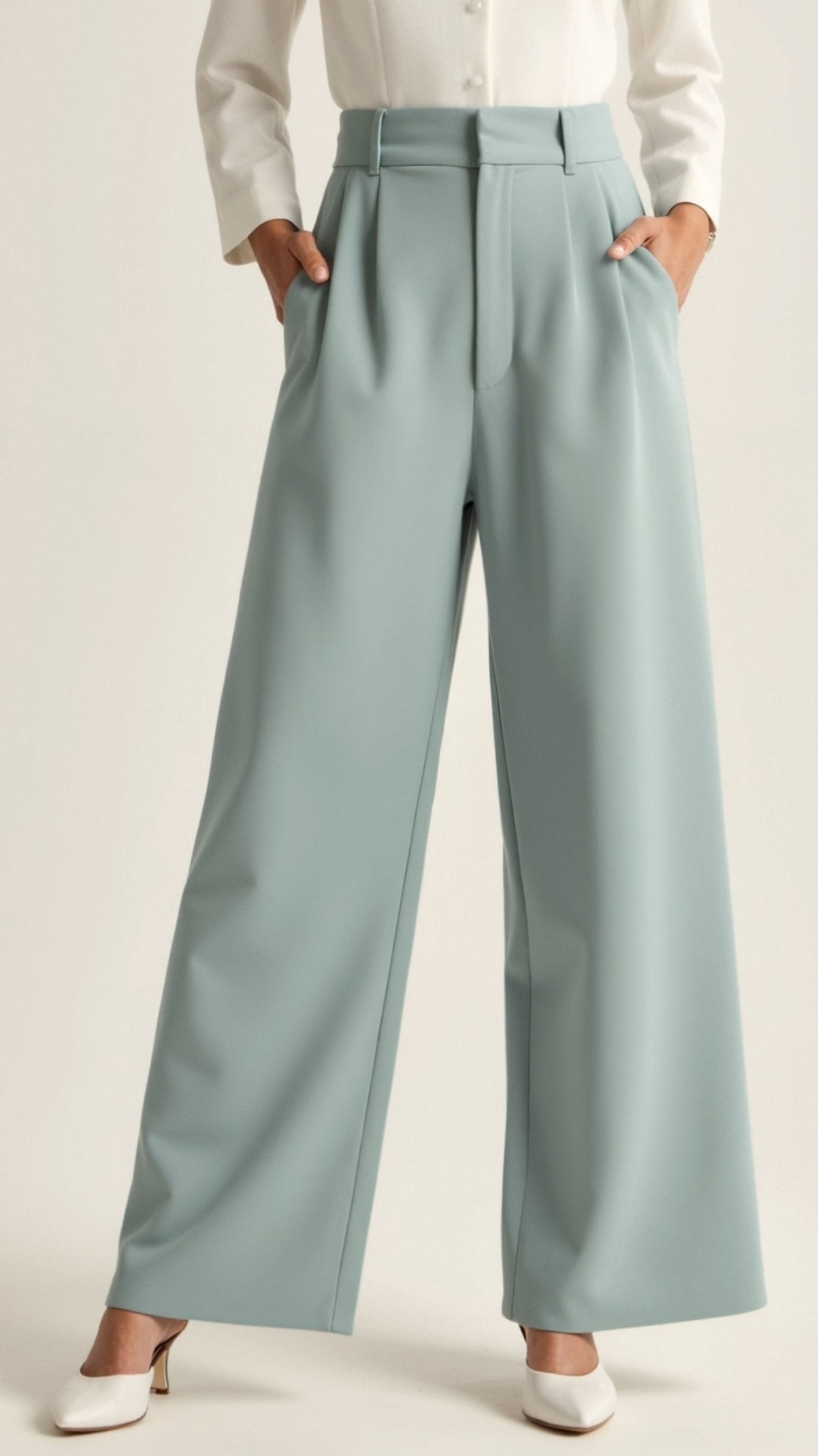 MEWE | Wide-Leg Trousers with High Waist and Front Pleats