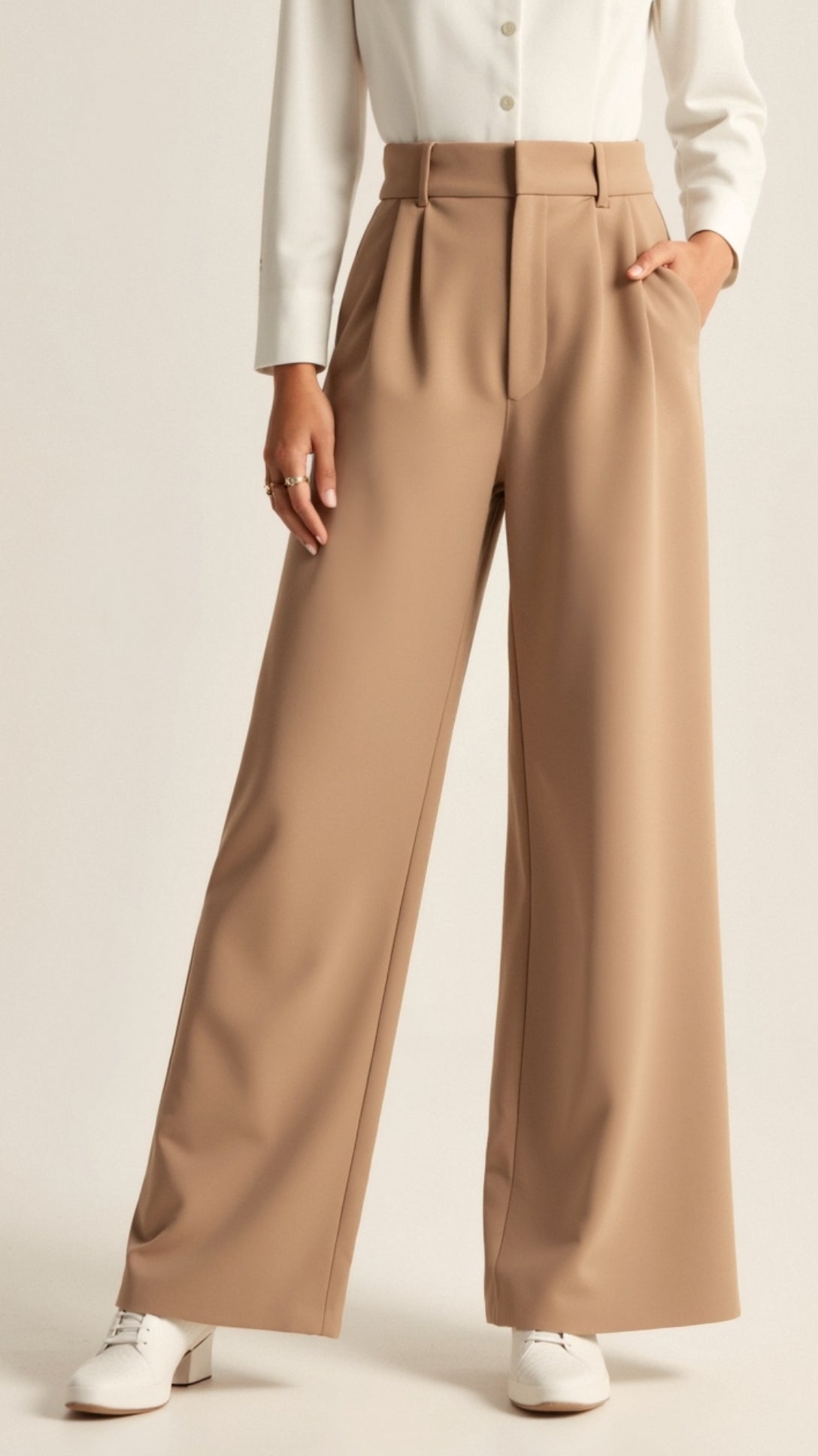 MEWE | Wide-Leg Trousers with High Waist and Front Pleats