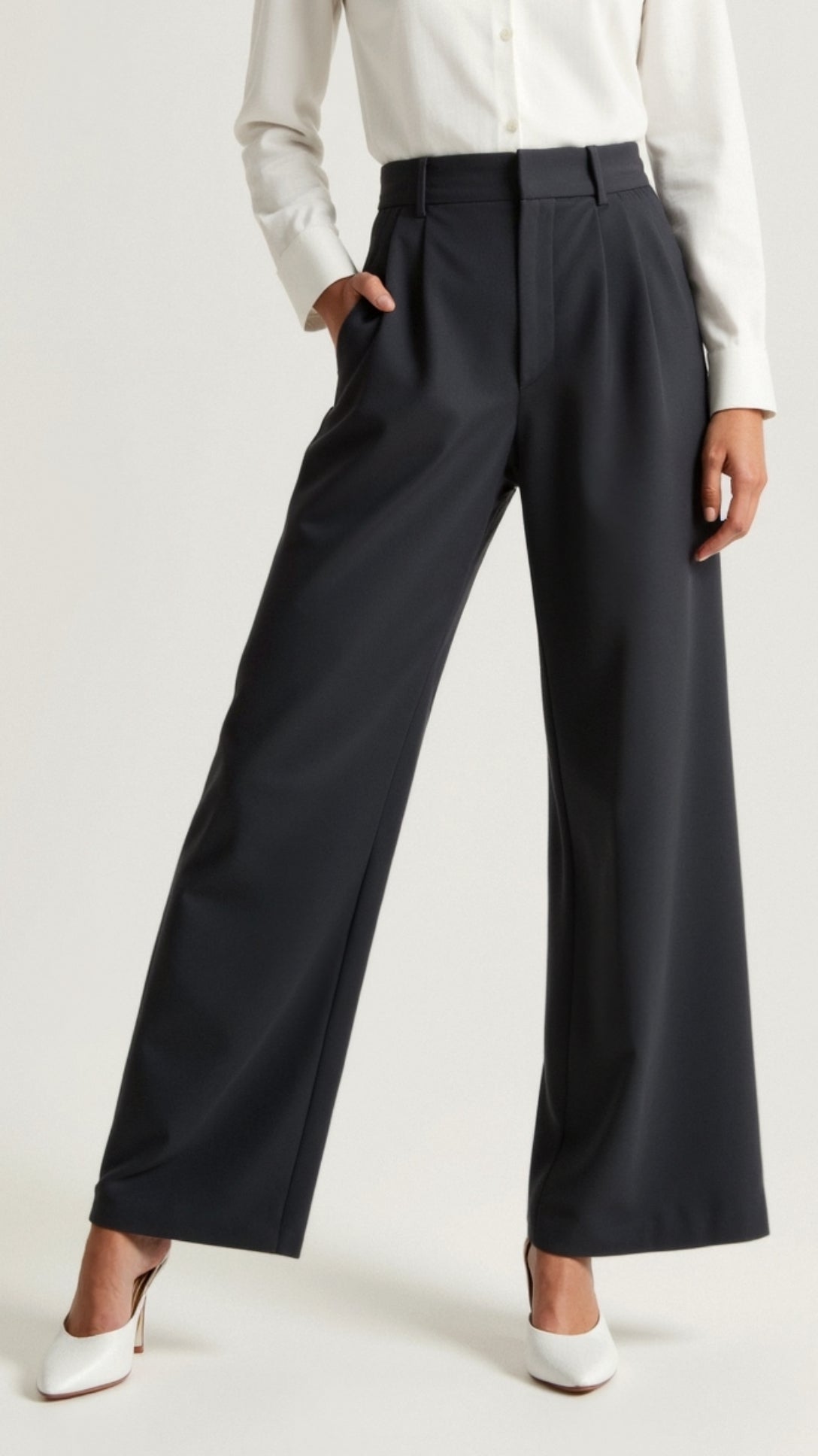MEWE | Wide-Leg Trousers with High Waist and Front Pleats