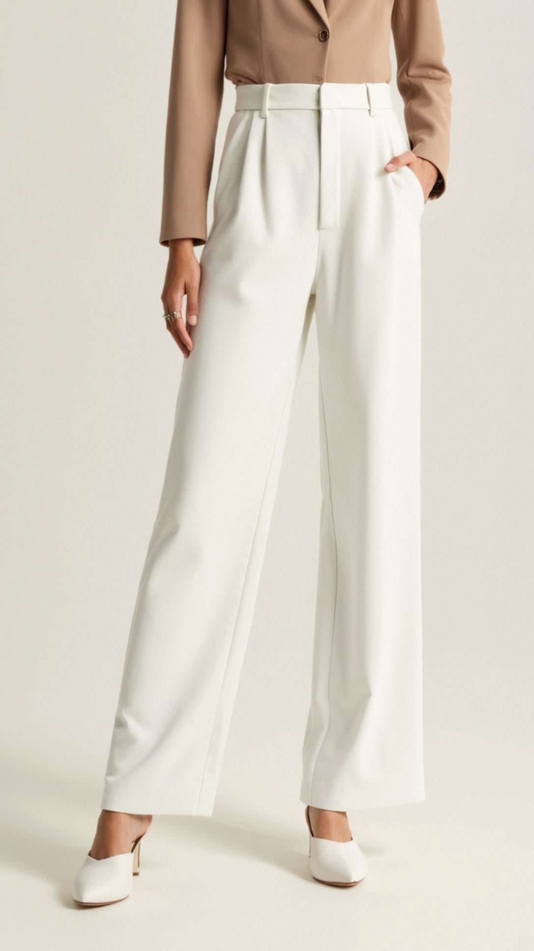 MEWE | Wide-Leg Trousers with High Waist and Front Pleats