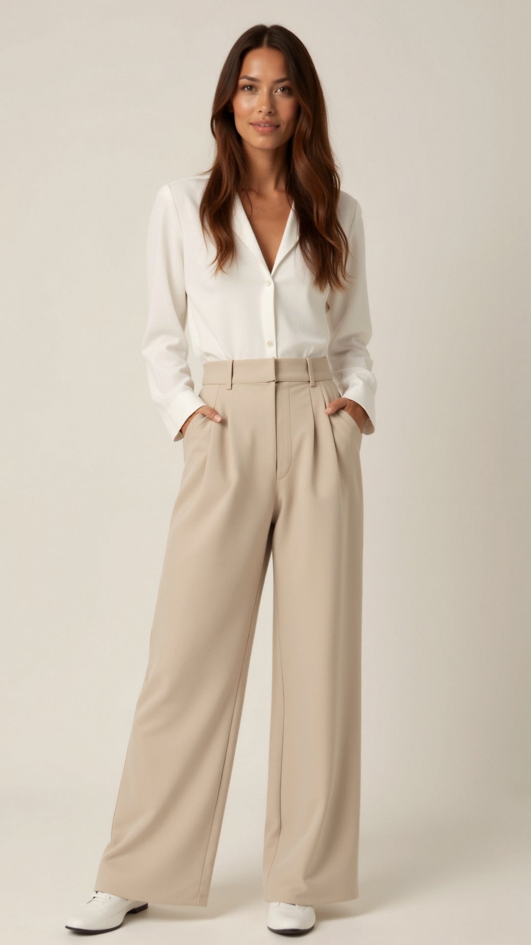 MEWE | Wide-Leg Trousers with High Waist and Front Pleats