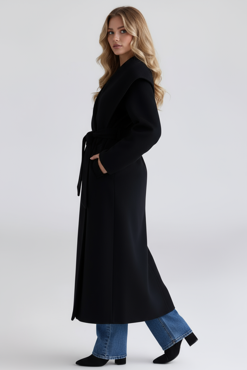MEWE | Wool Shawl Collar Coat with Belt and Oversized Silhouette