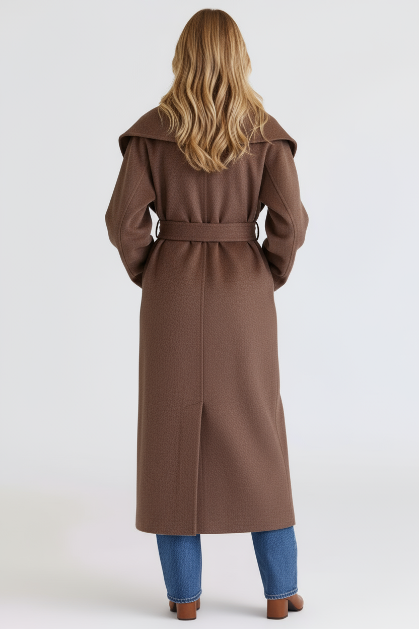 MEWE | Wool Shawl Collar Coat with Belt and Oversized Silhouette