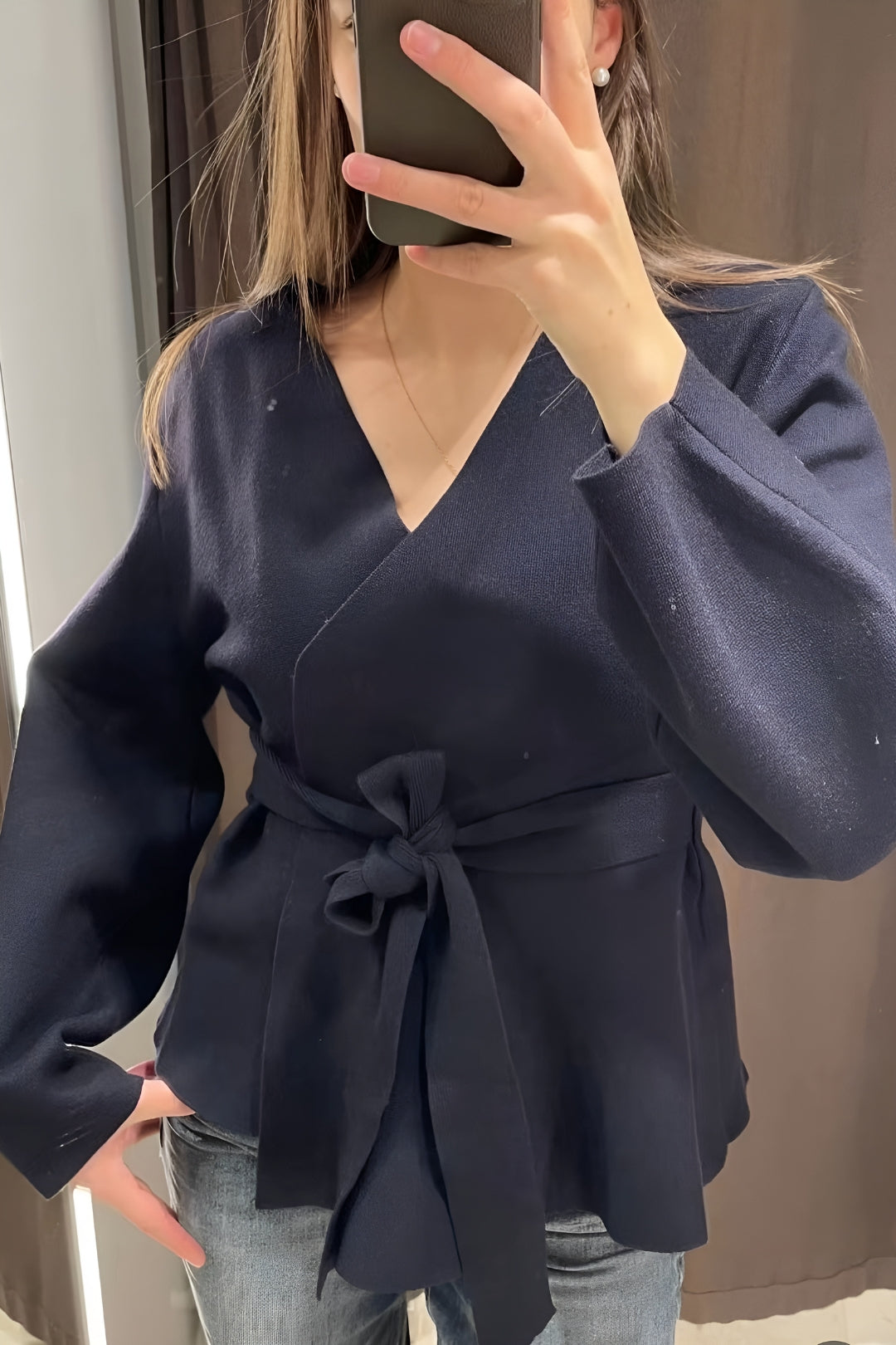 MEWE | Wrap Blouse with Tie Waist and Long Sleeves Mewe London